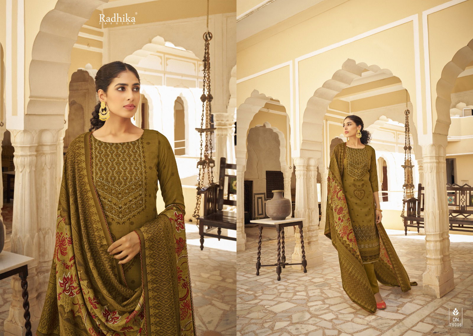 Jasmine By Radhika Printed Pashmina Dress Material Catalog